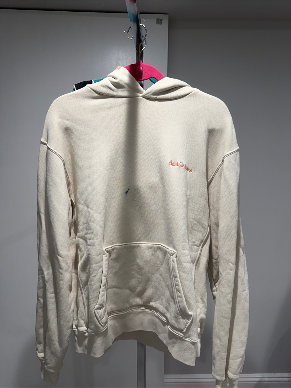 Madhappy Cream Hooded Sweatshirt with Embroidered Logo - Picture 1 of 5